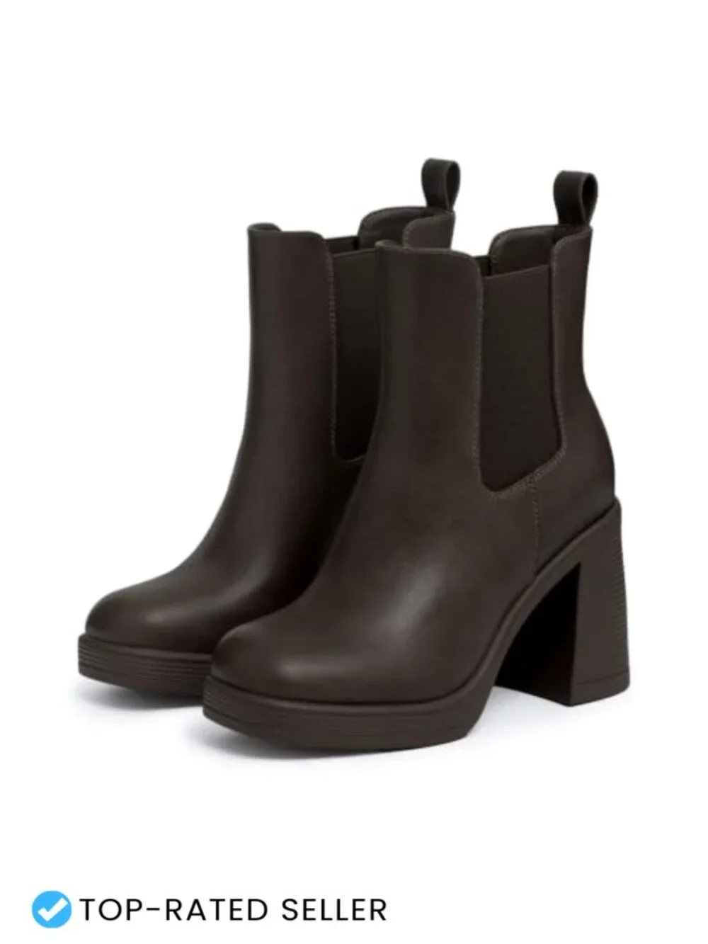 Women's Chelsea Platform Boots Chunky Heel Square Toe Slip On Ankle Booties
